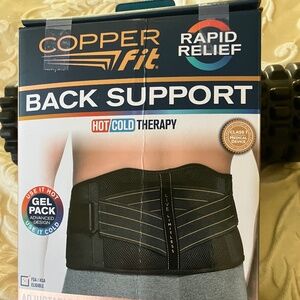 NIB COPPER FIT RAPID RELIEF BACK SUPPORT HOT/COLD THERAPY WRAP & BACK ROLLER